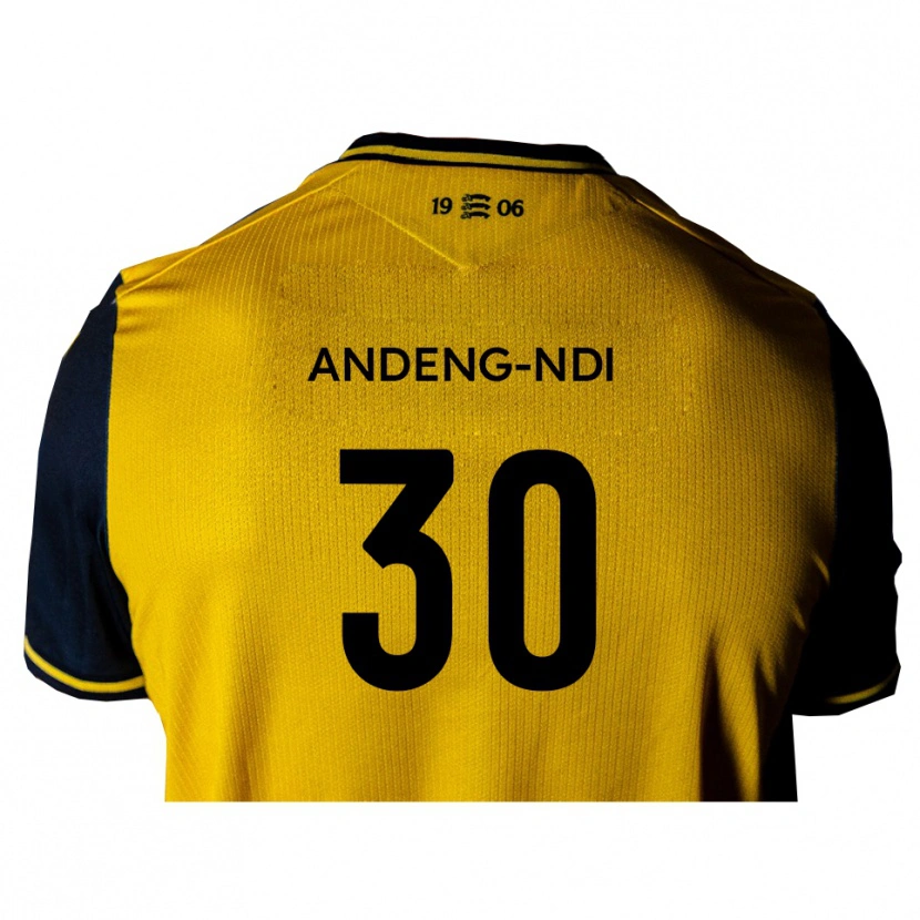 Danxen Uomo Maglia Collin Andeng-Ndi #30 Giallo Nero Kit Gara Away 2025/26 Maglietta