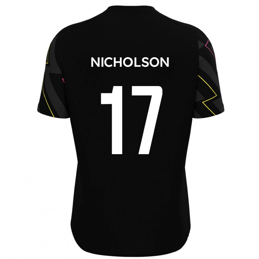 Danxen Uomo Maglia Brad Nicholson #17 Nero Grigio Kit Gara Away 2025/26 Maglietta