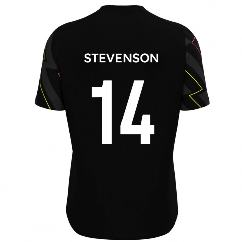 Danxen Uomo Maglia Bradley Stevenson #14 Nero Grigio Kit Gara Away 2025/26 Maglietta