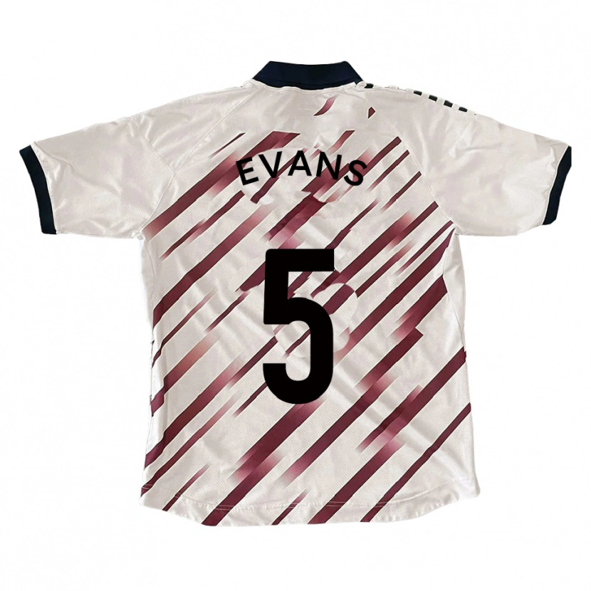 Danxen Uomo Maglia Will Evans #5 Bianco Rosso Kit Gara Away 2025/26 Maglietta