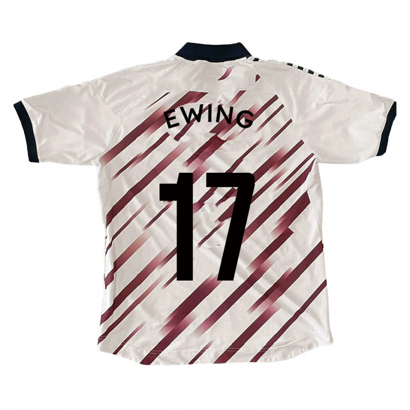 Danxen Uomo Maglia Oliver Ewing #17 Bianco Rosso Kit Gara Away 2025/26 Maglietta