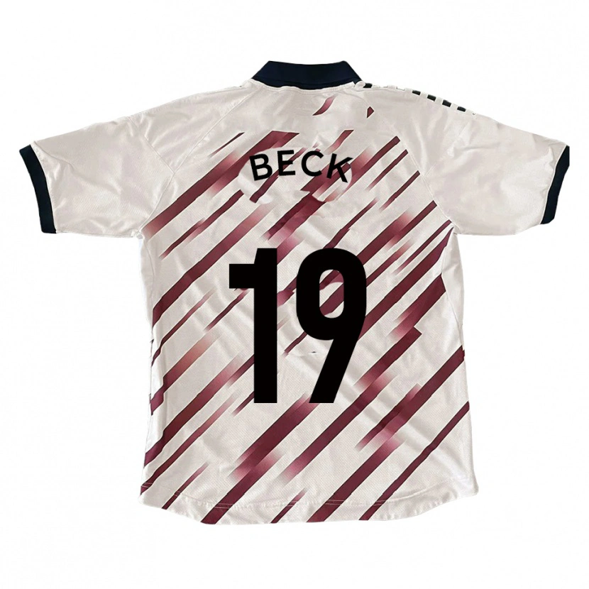 Danxen Uomo Maglia Mark Beck #19 Bianco Rosso Kit Gara Away 2025/26 Maglietta