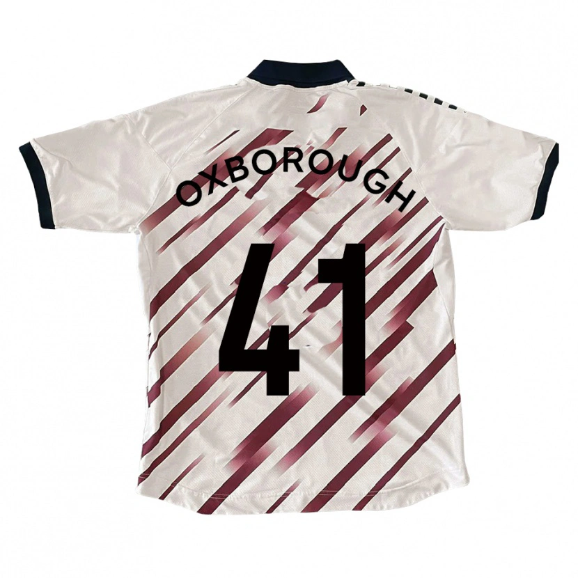 Danxen Uomo Maglia Ewan Oxborough #41 Bianco Rosso Kit Gara Away 2025/26 Maglietta