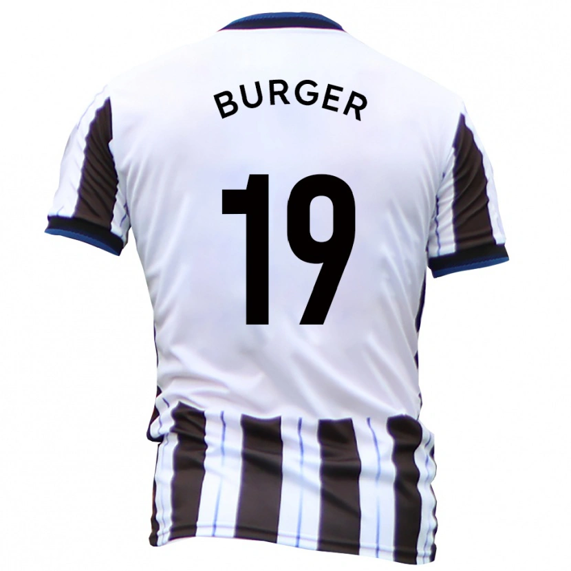 Danxen Uomo Maglia Jake Burger #19 Bianco Nero Kit Gara Away 2025/26 Maglietta