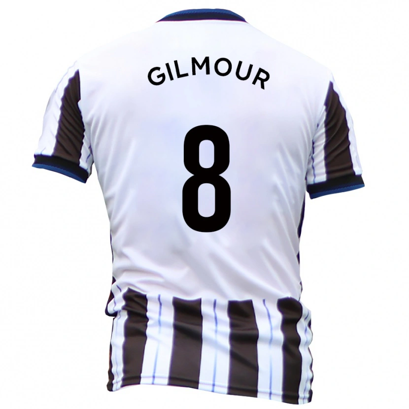 Danxen Uomo Maglia Harvey Gilmour #8 Bianco Nero Kit Gara Away 2025/26 Maglietta