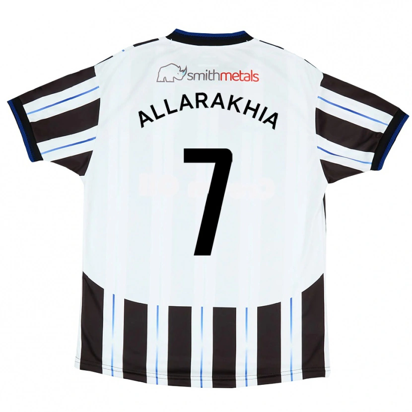 Danxen Uomo Maglia Tarryn Allarakhia #7 Bianco Nero Kit Gara Away 2025/26 Maglietta