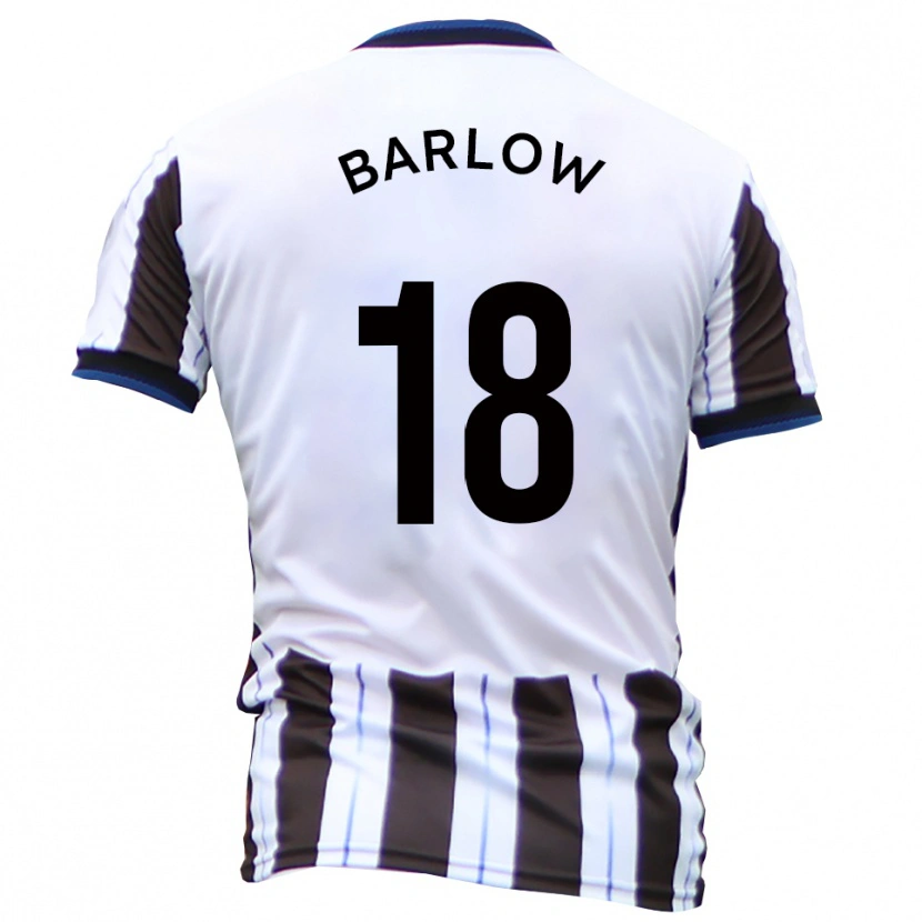 Danxen Uomo Maglia Aidan Barlow #18 Bianco Nero Kit Gara Away 2025/26 Maglietta