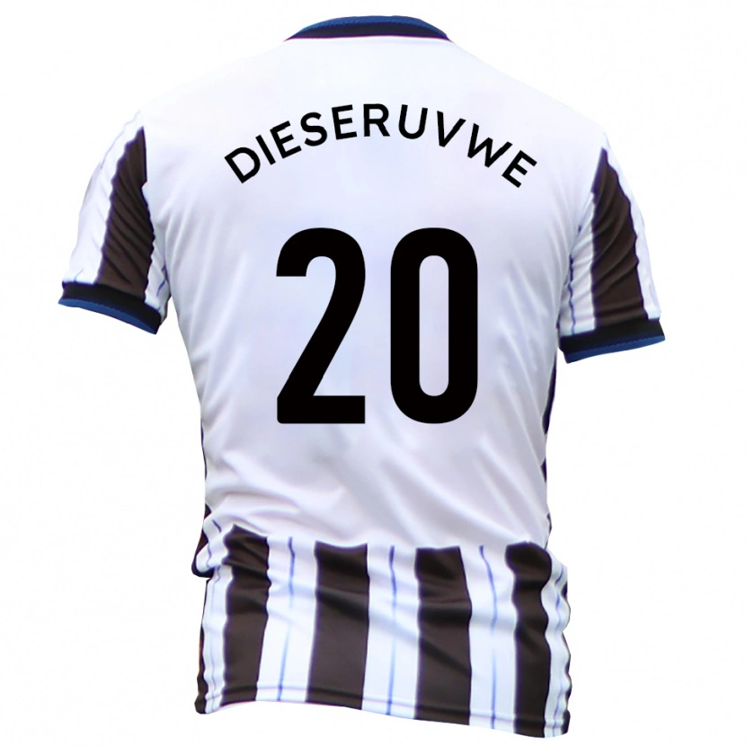 Danxen Uomo Maglia Emmanuel Dieseruvwe #20 Bianco Nero Kit Gara Away 2025/26 Maglietta