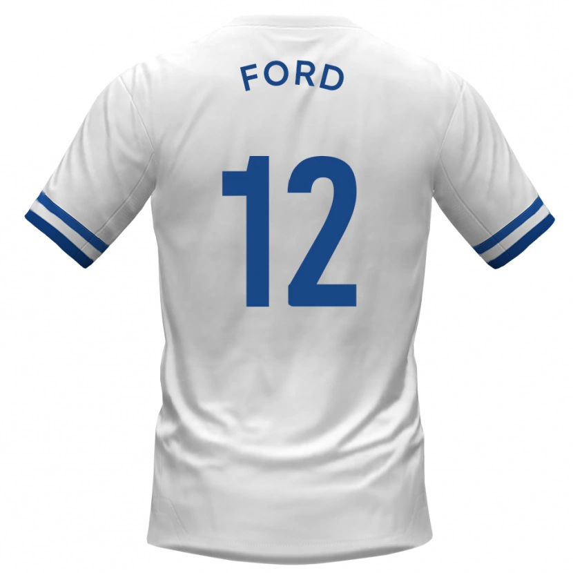 Danxen Uomo Maglia Nathaniel Ford #12 Bianco Blu Kit Gara Away 2025/26 Maglietta