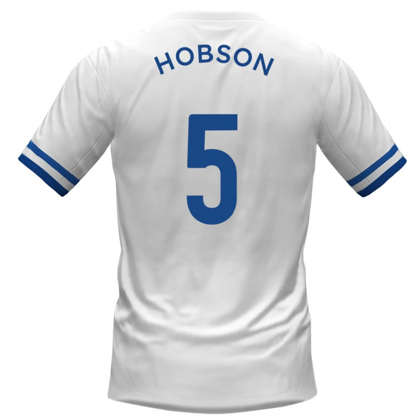 Danxen Uomo Maglia Shaun Hobson #5 Bianco Blu Kit Gara Away 2025/26 Maglietta