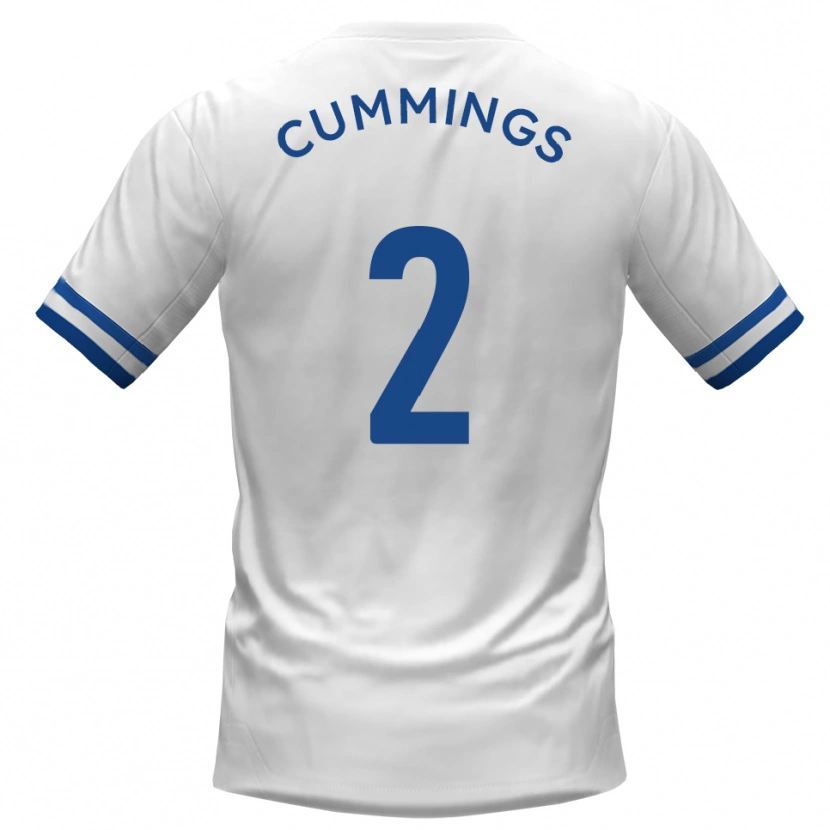 Danxen Uomo Maglia Jo Cummings #2 Bianco Blu Kit Gara Away 2025/26 Maglietta
