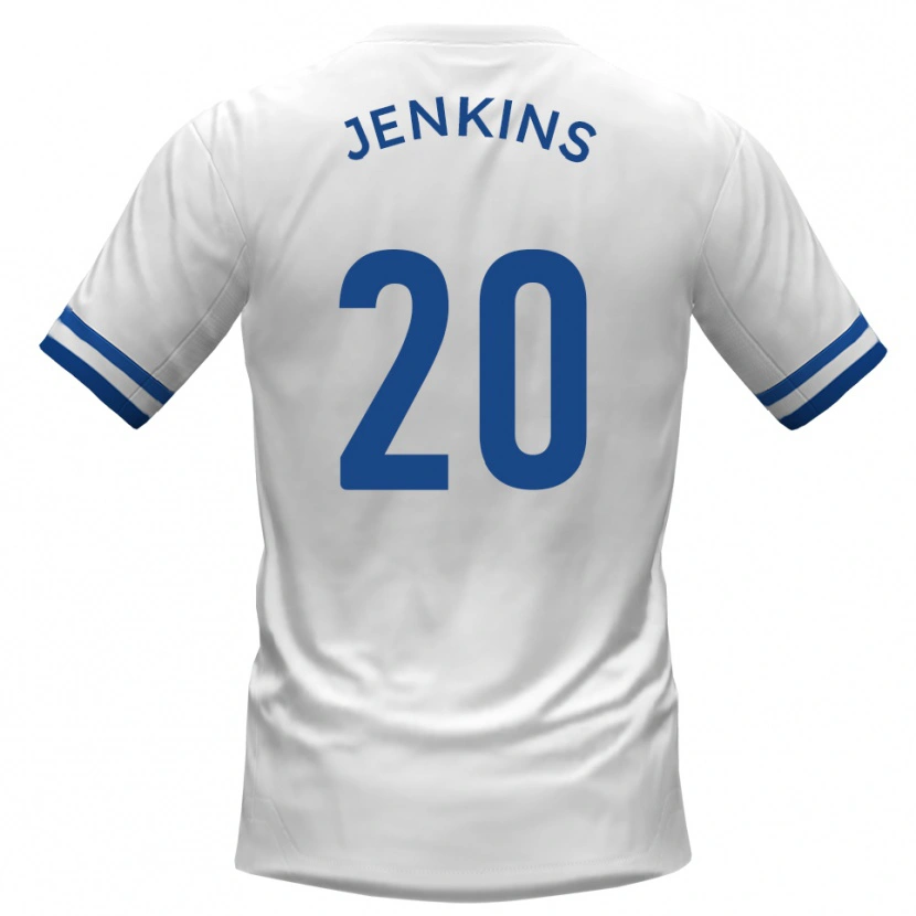 Danxen Uomo Maglia Jack Jenkins #20 Bianco Blu Kit Gara Away 2025/26 Maglietta