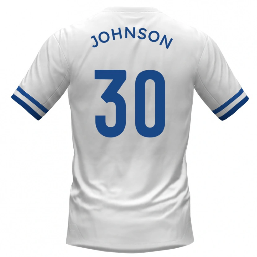 Danxen Uomo Maglia Cody Johnson #30 Bianco Blu Kit Gara Away 2025/26 Maglietta