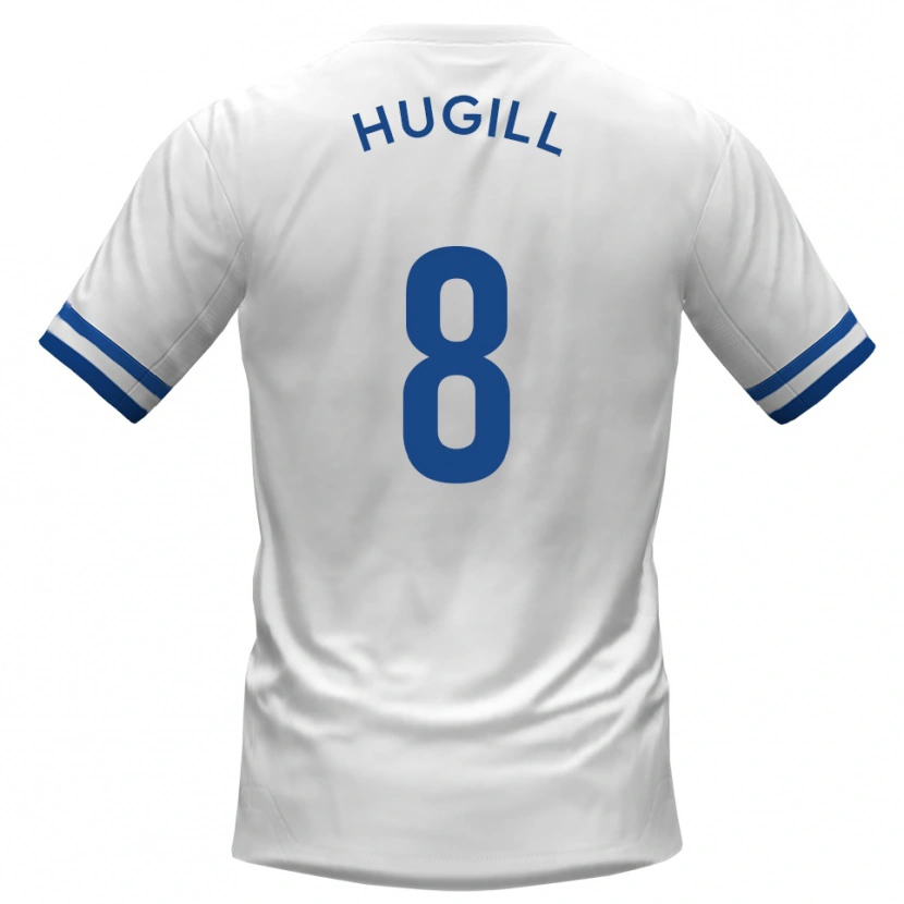 Danxen Uomo Maglia Will Hugill #8 Bianco Blu Kit Gara Away 2025/26 Maglietta