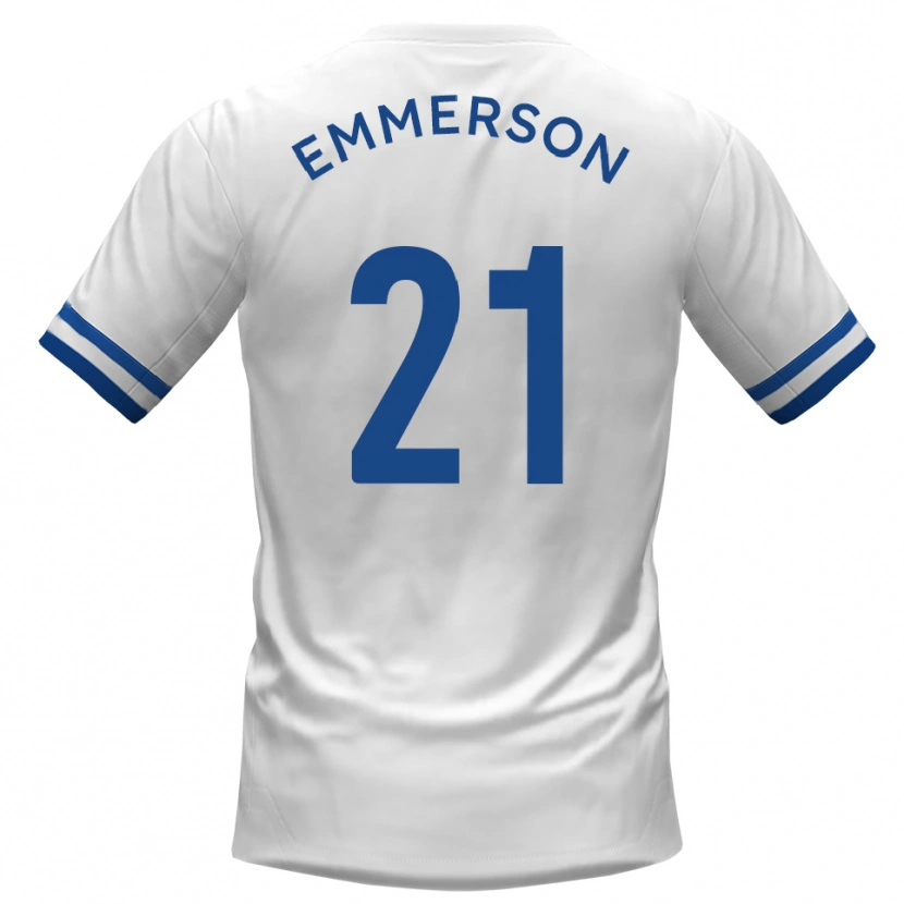 Danxen Uomo Maglia Zak Emmerson #21 Bianco Blu Kit Gara Away 2025/26 Maglietta