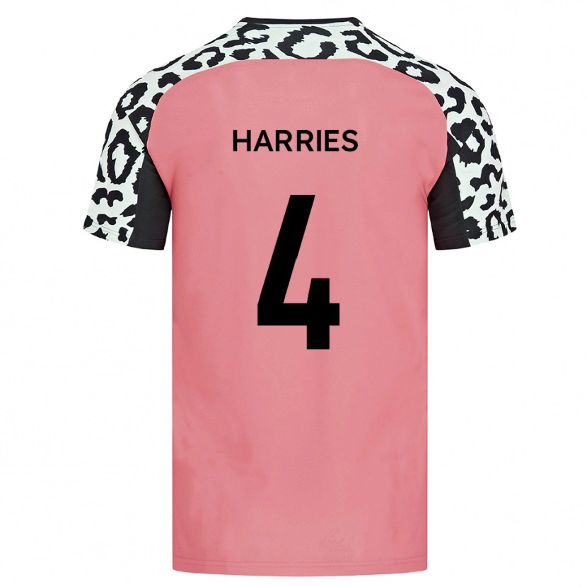 Danxen Uomo Maglia Cian Harries #4 Rosa Nero Kit Gara Away 2025/26 Maglietta