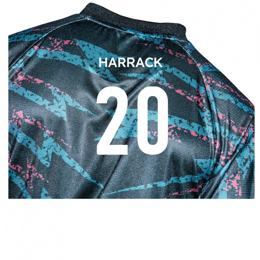 Danxen Uomo Maglia Kayden Harrack #20 Nero Blu Marino Kit Gara Away 2025/26 Maglietta