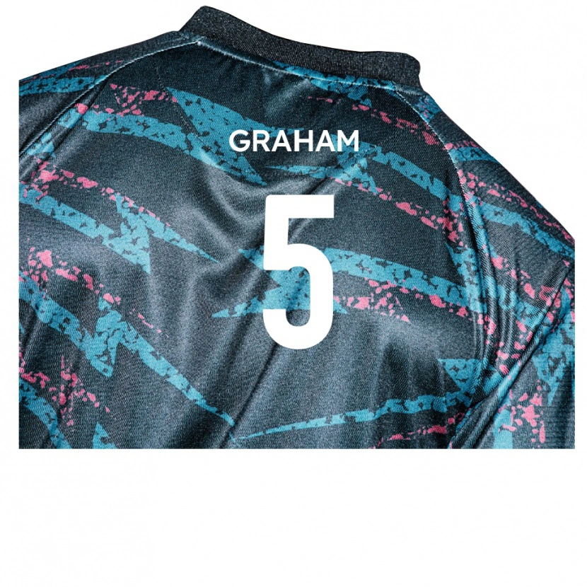 Danxen Uomo Maglia Sam Graham #5 Nero Blu Marino Kit Gara Away 2025/26 Maglietta