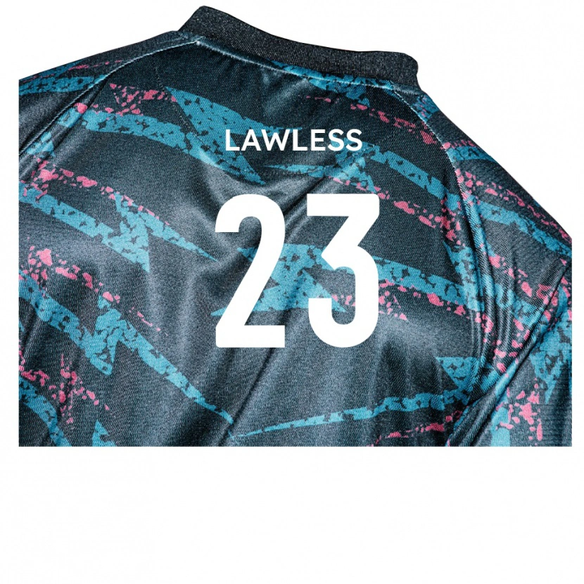 Danxen Uomo Maglia Conor Lawless #23 Nero Blu Marino Kit Gara Away 2025/26 Maglietta