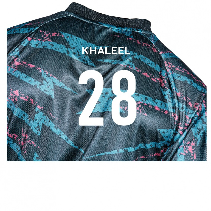Danxen Uomo Maglia Rafiq Khaleel #28 Nero Blu Marino Kit Gara Away 2025/26 Maglietta