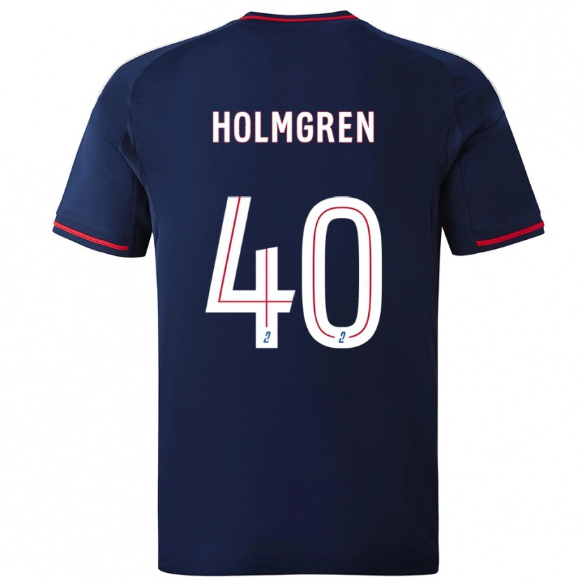 Danxen Uomo Maglia Emma Holmgren #40 Blu Marino Rosso Kit Gara Away 2025/26 Maglietta