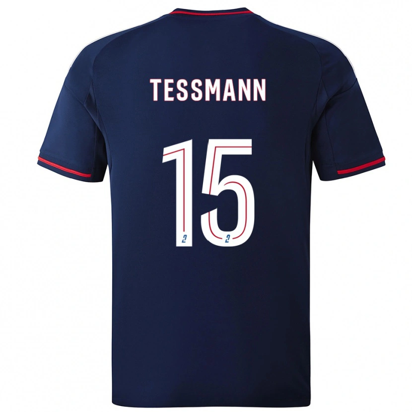 Danxen Uomo Maglia Tanner Tessmann #15 Blu Marino Rosso Kit Gara Away 2025/26 Maglietta
