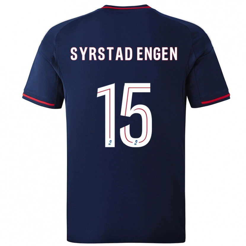 Danxen Uomo Maglia Ingrid Syrstad Engen #15 Blu Marino Rosso Kit Gara Away 2025/26 Maglietta