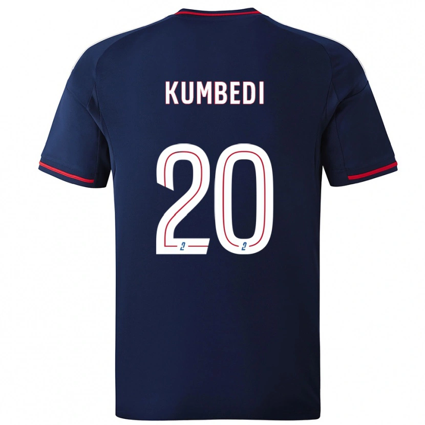 Danxen Uomo Maglia Saël Kumbedi #20 Blu Marino Rosso Kit Gara Away 2025/26 Maglietta