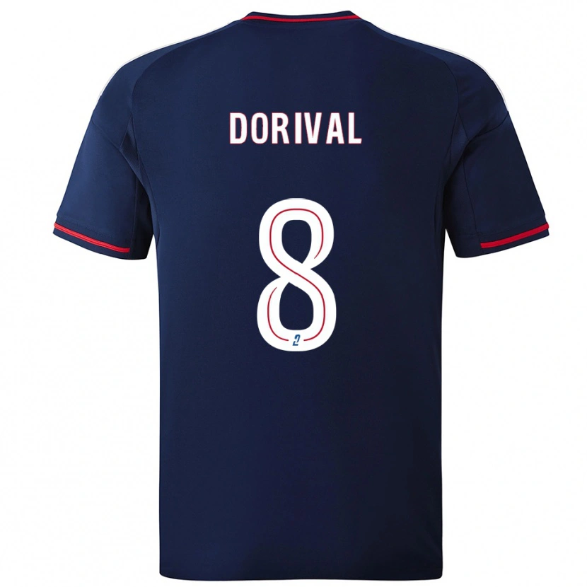 Danxen Uomo Maglia Pierre Dorival #8 Blu Marino Rosso Kit Gara Away 2025/26 Maglietta