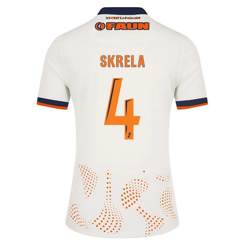Danxen Uomo Maglia Gabin Skrela #4 Bianco Arancione Kit Gara Away 2025/26 Maglietta