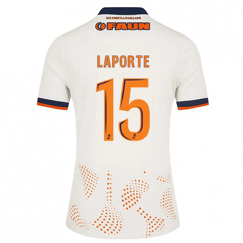 Danxen Uomo Maglia Julien Laporte #15 Bianco Arancione Kit Gara Away 2025/26 Maglietta