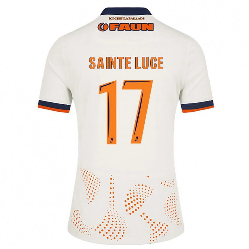 Danxen Uomo Maglia Théo Sainte-Luce #17 Bianco Arancione Kit Gara Away 2025/26 Maglietta