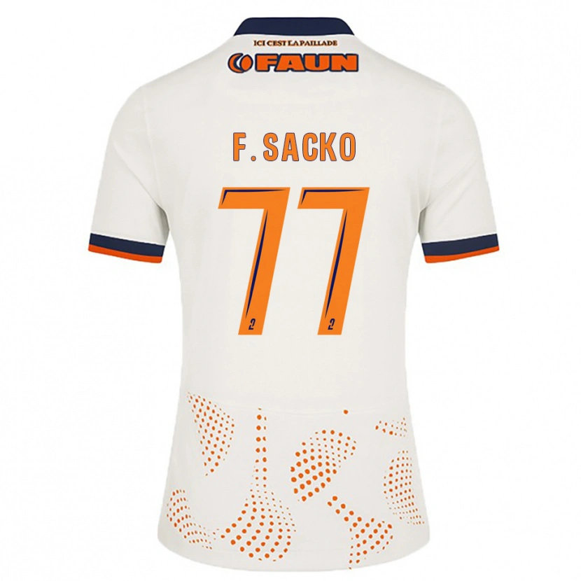 Danxen Uomo Maglia Falaye Sacko #77 Bianco Arancione Kit Gara Away 2025/26 Maglietta