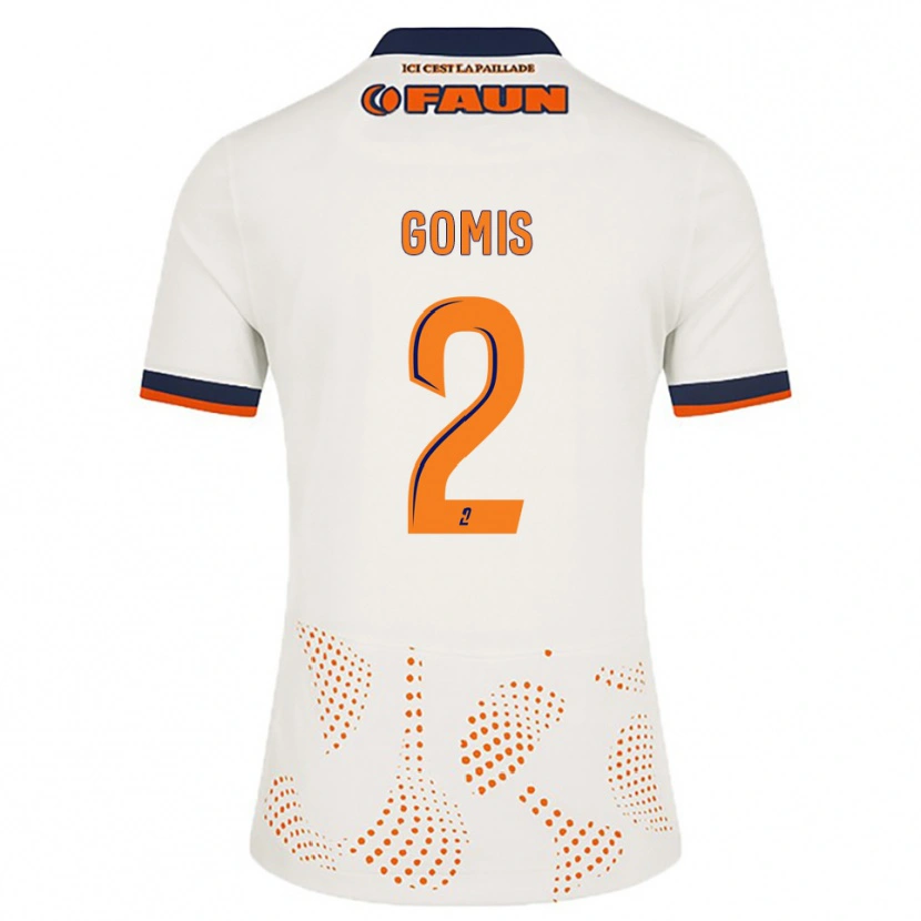 Danxen Uomo Maglia Kabissan Gomis #2 Bianco Arancione Kit Gara Away 2025/26 Maglietta