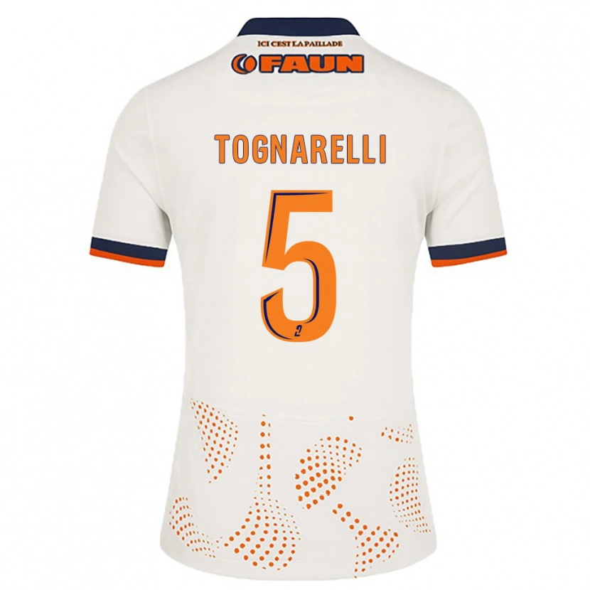 Danxen Uomo Maglia Angelo Tognarelli #5 Bianco Arancione Kit Gara Away 2025/26 Maglietta