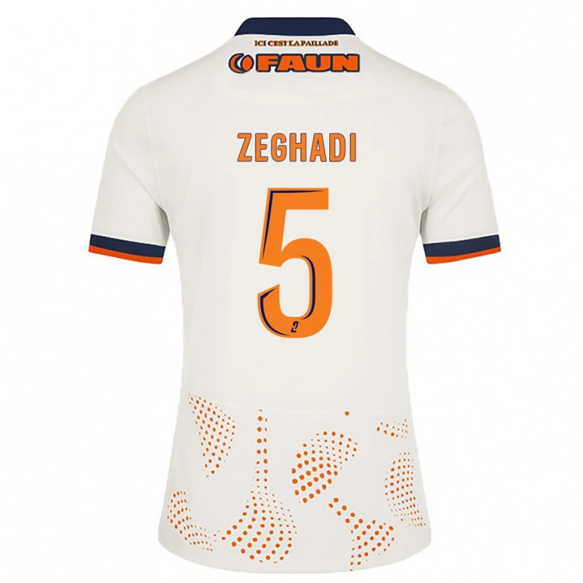 Danxen Uomo Maglia Mohamed Zeghadi #5 Bianco Arancione Kit Gara Away 2025/26 Maglietta