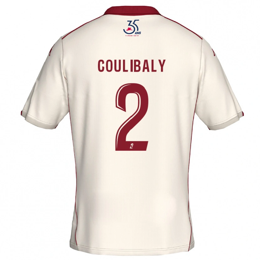 Danxen Uomo Maglia Ibrahim Coulibaly #2 Bianco Bordeaux Kit Gara Away 2025/26 Maglietta