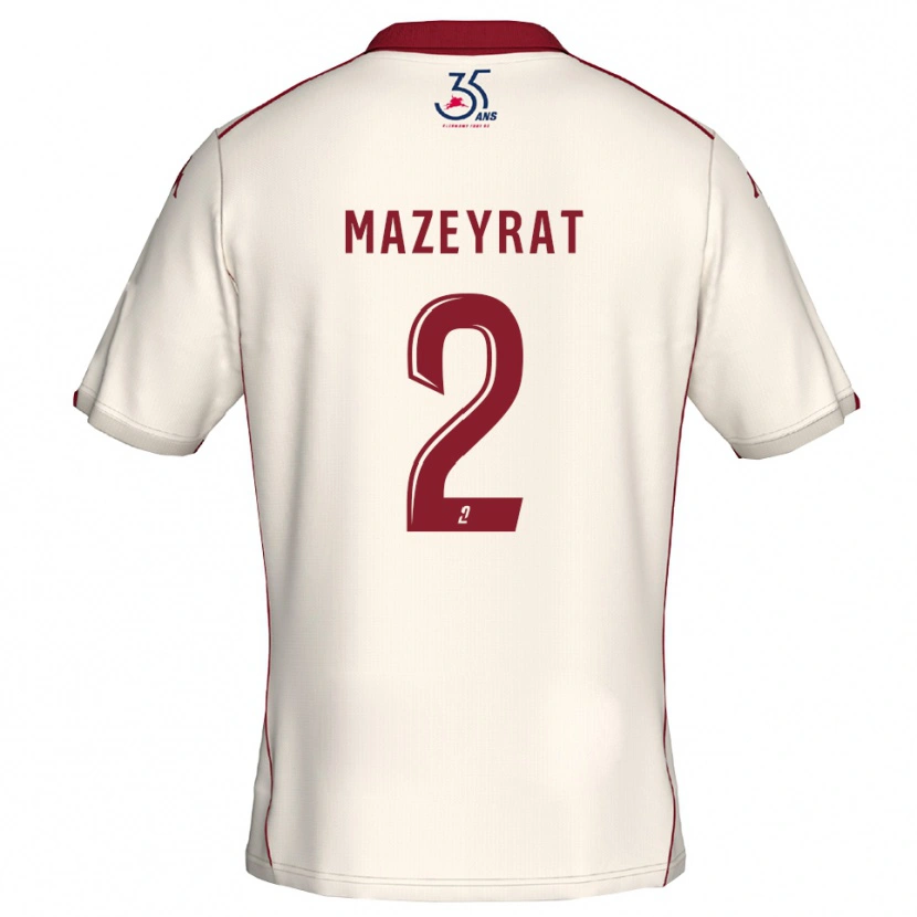 Danxen Uomo Maglia Gabin Mazeyrat #2 Bianco Bordeaux Kit Gara Away 2025/26 Maglietta