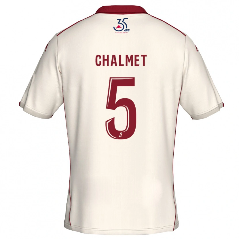 Danxen Uomo Maglia Mélanie Chalmet #5 Bianco Bordeaux Kit Gara Away 2025/26 Maglietta