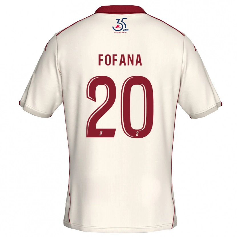 Danxen Uomo Maglia Oumou Fofana #20 Bianco Bordeaux Kit Gara Away 2025/26 Maglietta