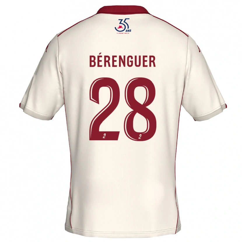 Danxen Uomo Maglia Camille Bérenguer #28 Bianco Bordeaux Kit Gara Away 2025/26 Maglietta
