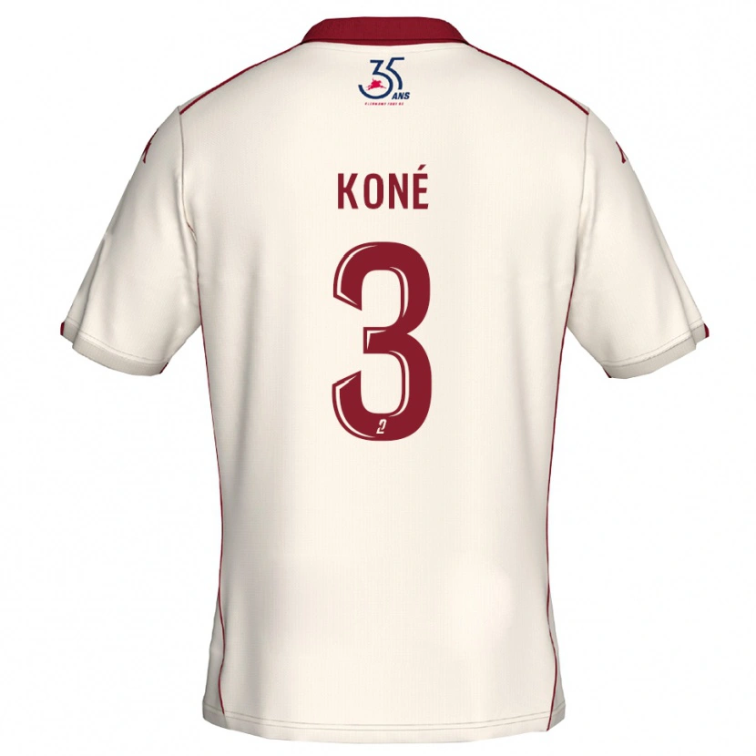 Danxen Uomo Maglia Lény Koné #3 Bianco Bordeaux Kit Gara Away 2025/26 Maglietta