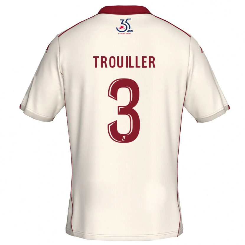 Danxen Uomo Maglia Fantine Trouiller #3 Bianco Bordeaux Kit Gara Away 2025/26 Maglietta