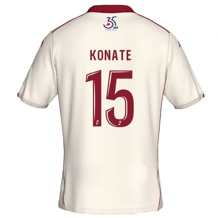 Danxen Uomo Maglia Cheick Oumar Konaté #15 Bianco Bordeaux Kit Gara Away 2025/26 Maglietta