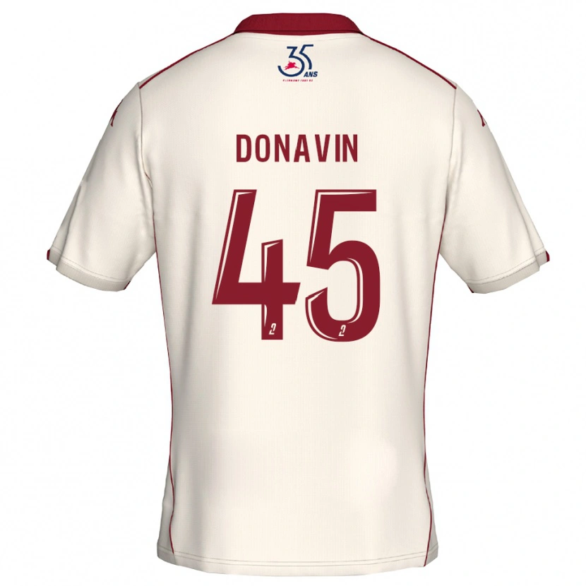 Danxen Uomo Maglia Matys Donavin #45 Bianco Bordeaux Kit Gara Away 2025/26 Maglietta