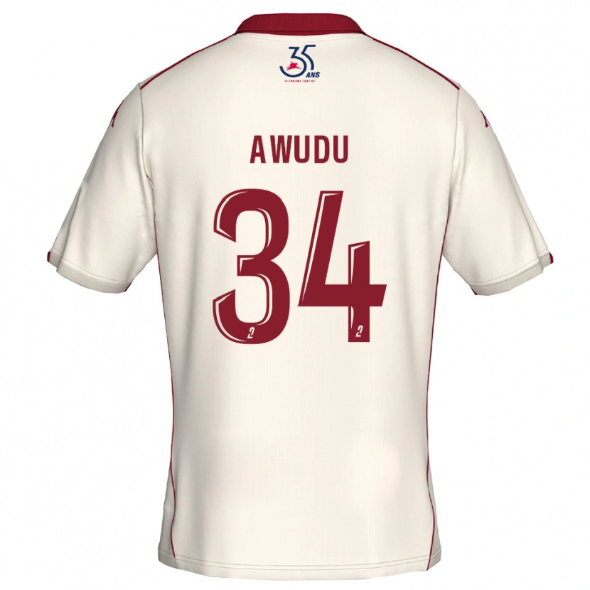 Danxen Uomo Maglia Sumaila Awudu #34 Bianco Bordeaux Kit Gara Away 2025/26 Maglietta