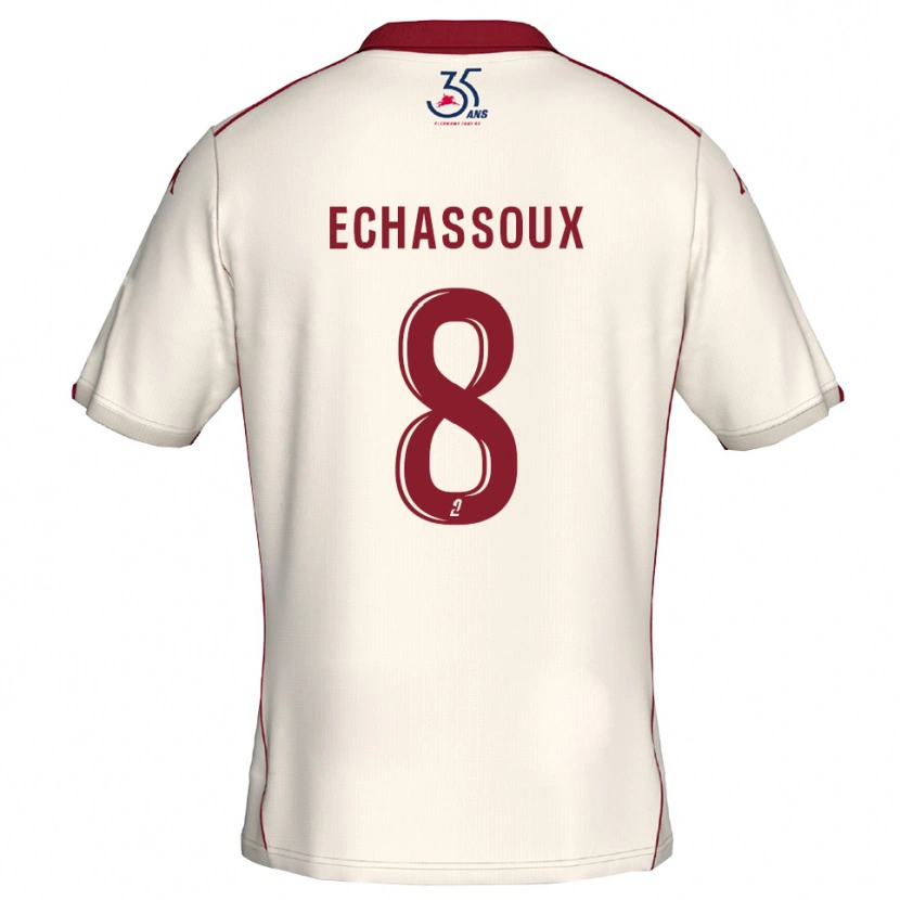 Danxen Uomo Maglia Augustin Echassoux #8 Bianco Bordeaux Kit Gara Away 2025/26 Maglietta