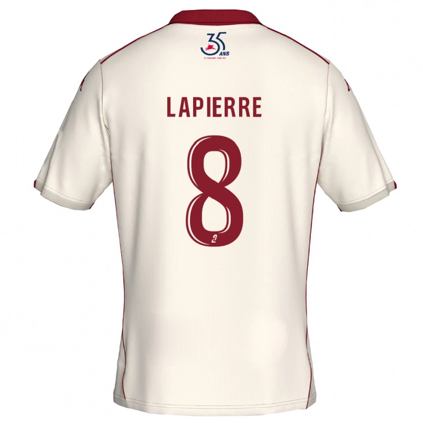 Danxen Uomo Maglia Mélody Lapierre #8 Bianco Bordeaux Kit Gara Away 2025/26 Maglietta