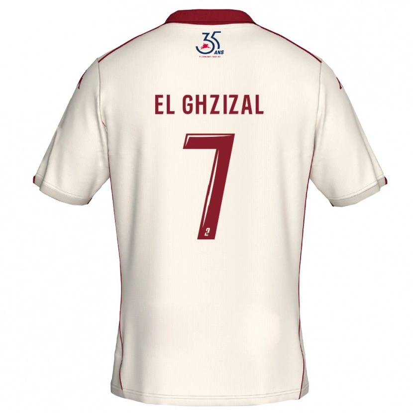 Danxen Uomo Maglia Anis El Ghzizal #7 Bianco Bordeaux Kit Gara Away 2025/26 Maglietta