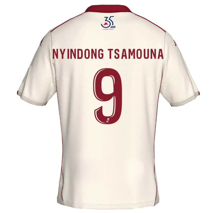 Danxen Uomo Maglia Jean Nyindong Tsamouna #9 Bianco Bordeaux Kit Gara Away 2025/26 Maglietta